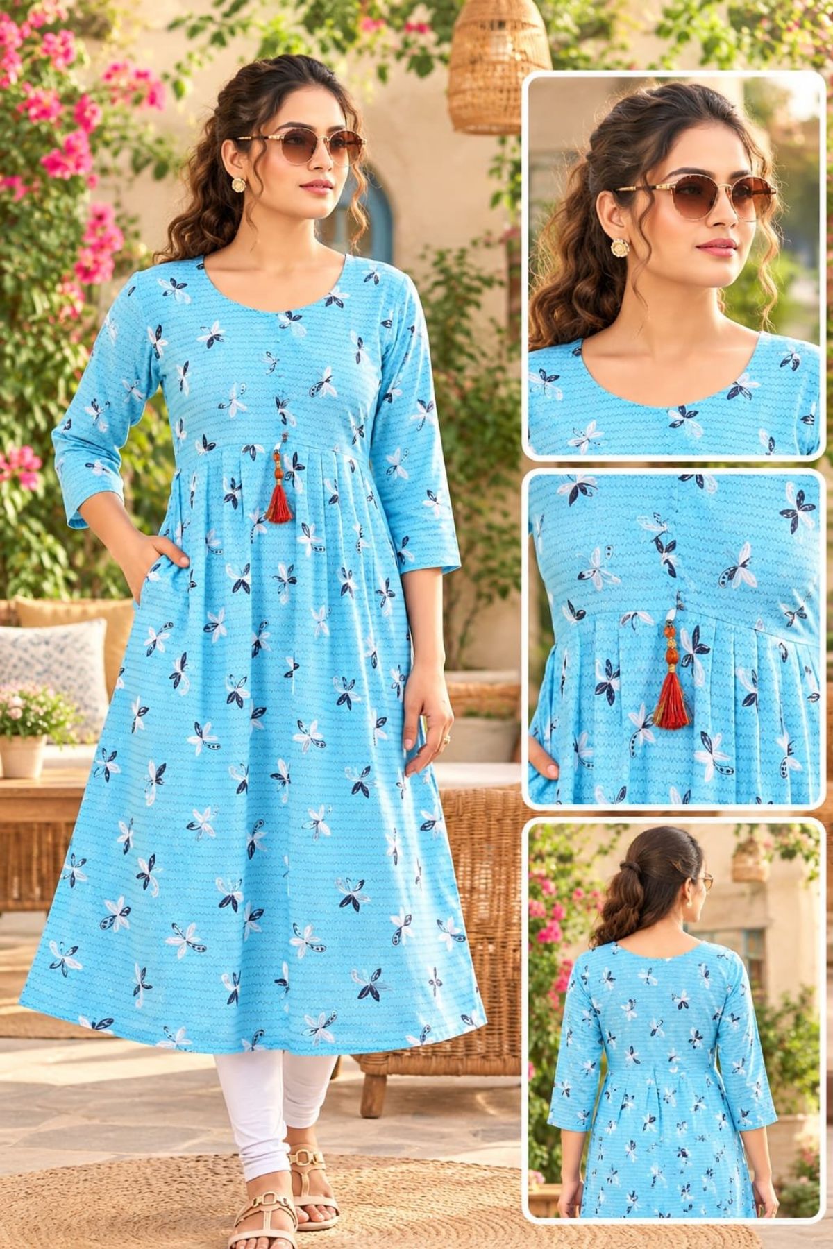 Women's Rayon Ghera Kurti