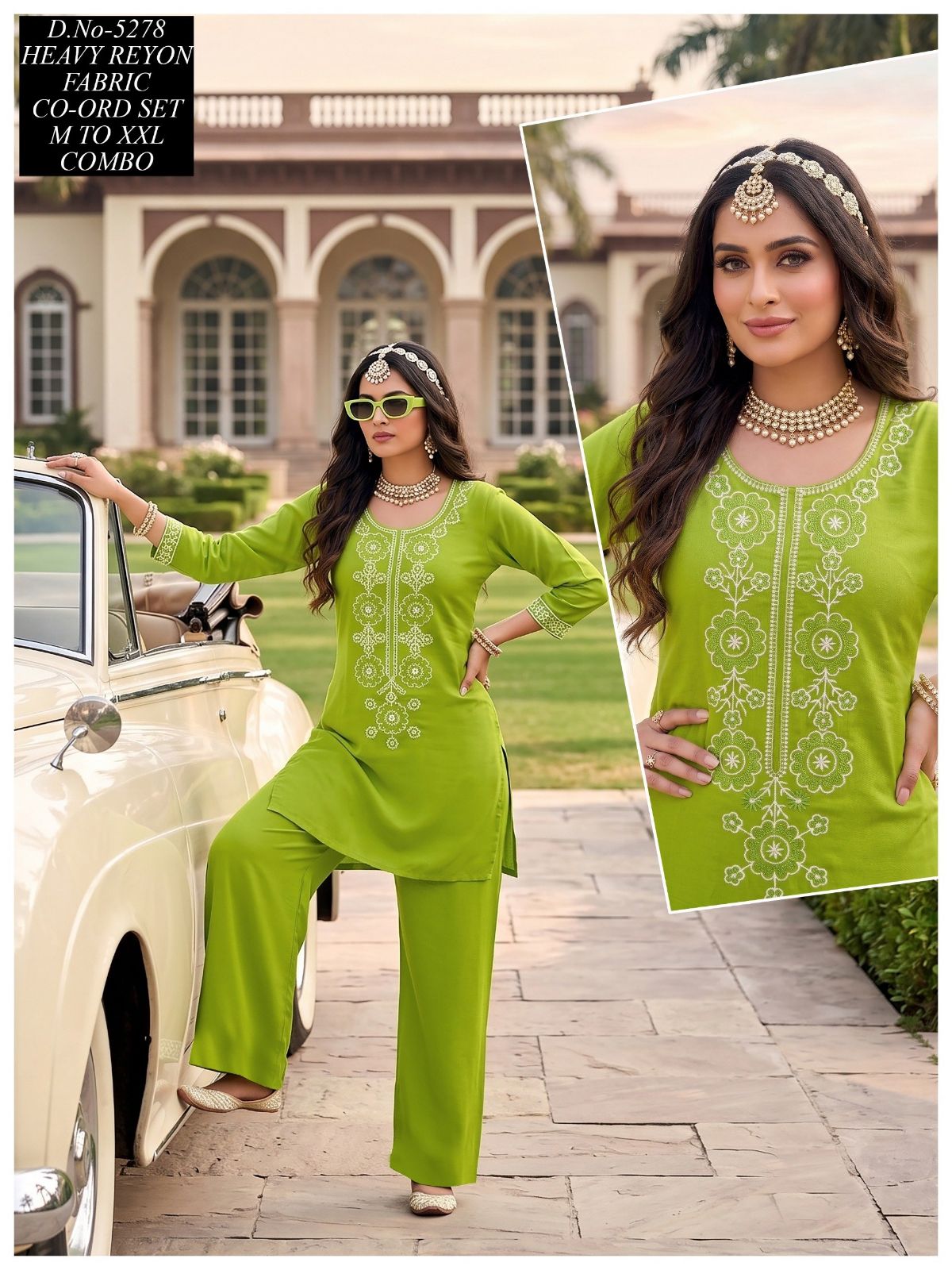 Women's Ethnic Rayon Top Bottom Co-Ord Set- 5278