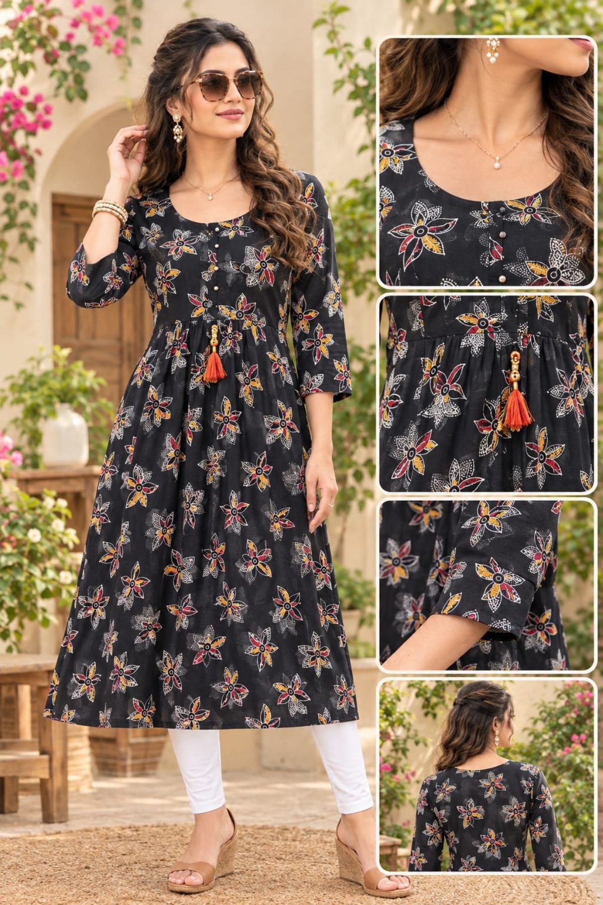 Women's Rayon Ghera Kurti