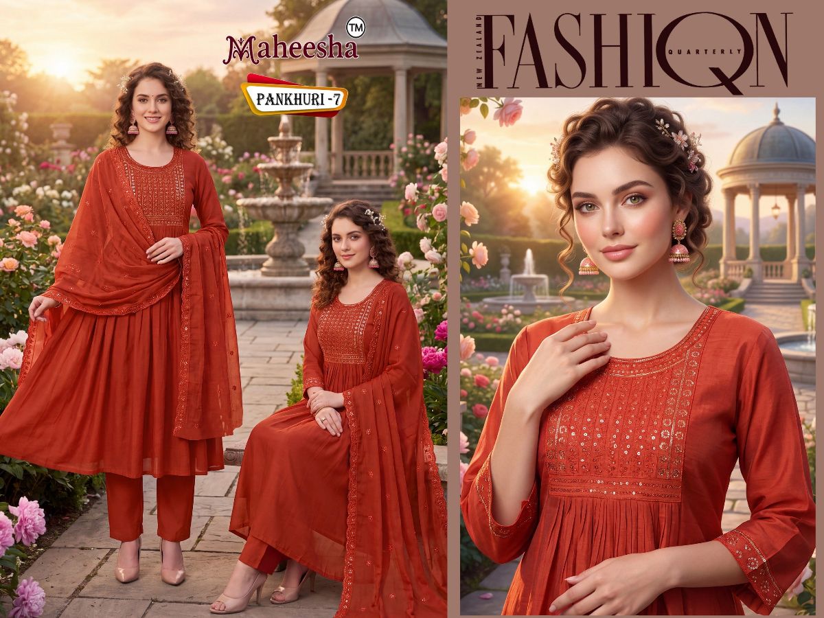 Rani Vastram Women's Ethnic Wear Suit & Bottom Set with Dupatta- Pankhuri 7