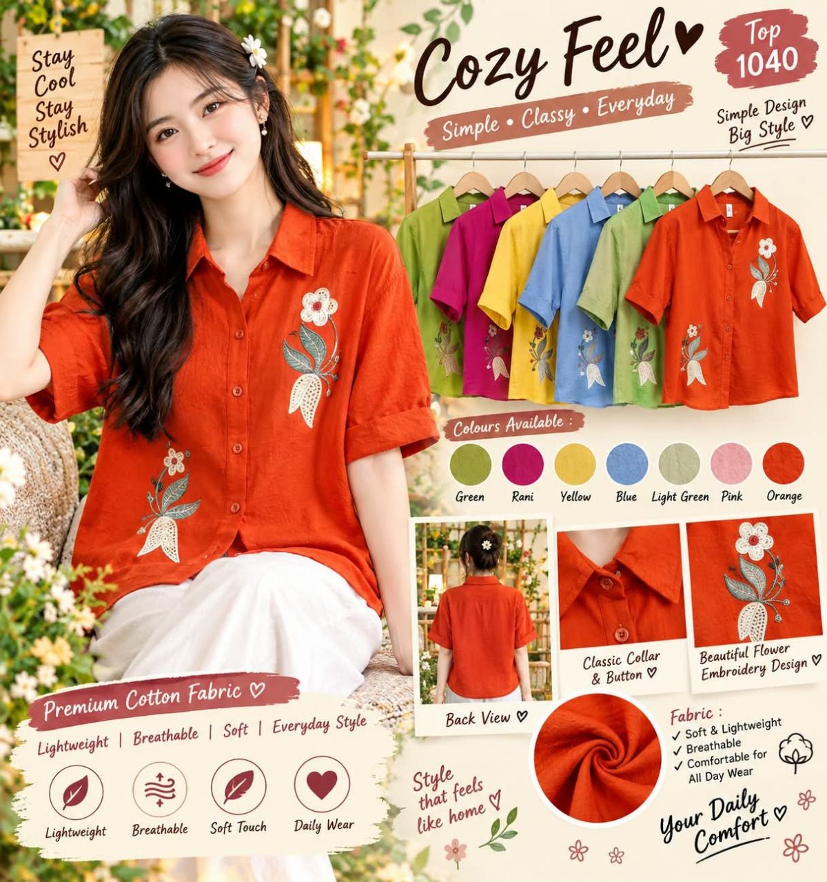 Women's Korean Top Type Shirts-1040