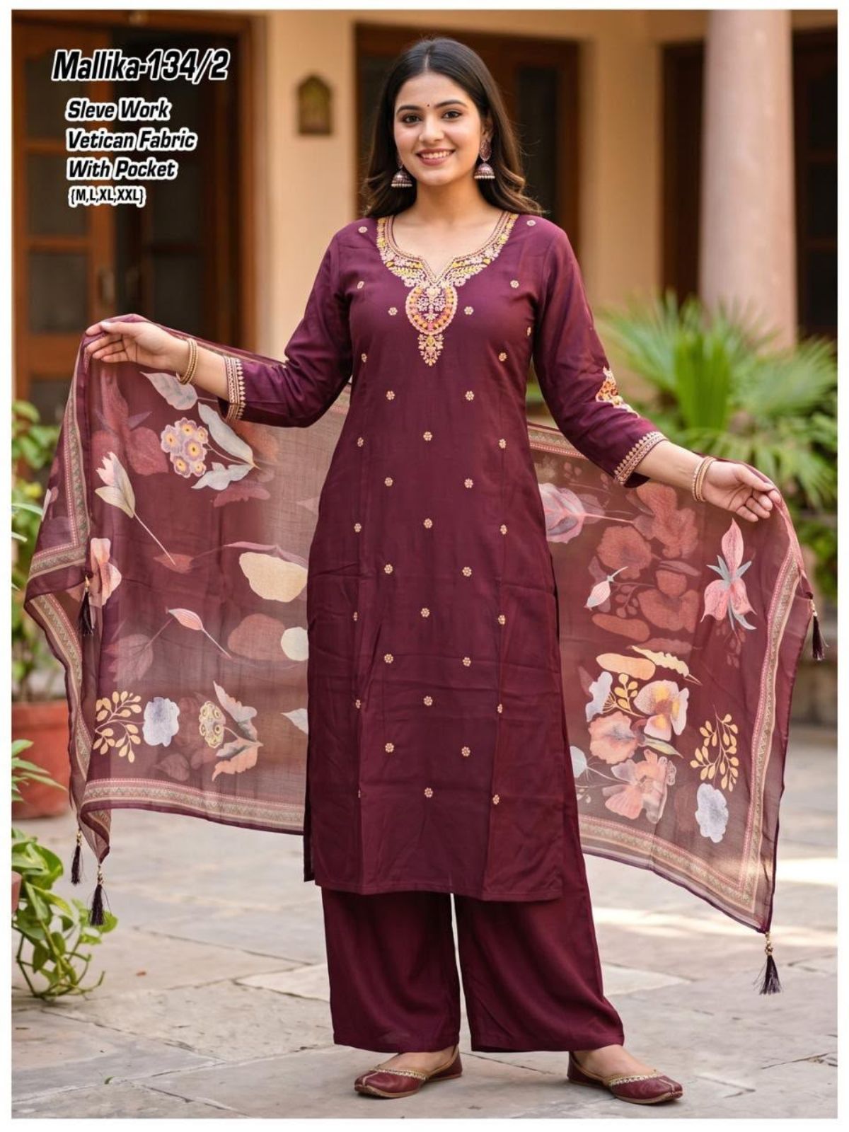 Women's Ethnic Wear Kurta Palazzo Set- Mallika-134/2