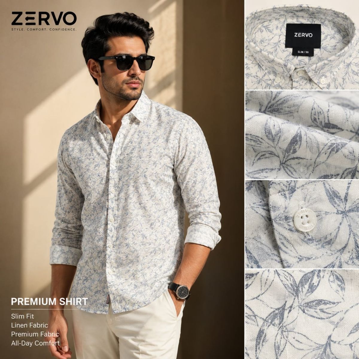 Zervo Men's Linen Printed Shirts