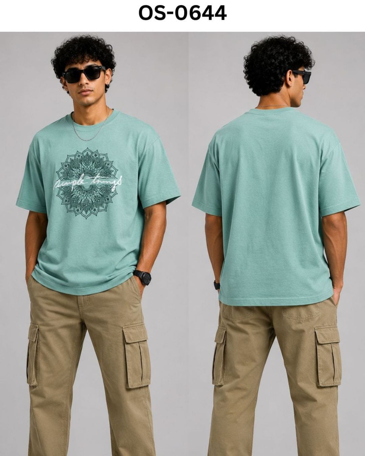 TOMHIDDLE MENS OVERSIZED PRINTED DOWN SHOULDER T-SHIRT- A4-OS-0644
