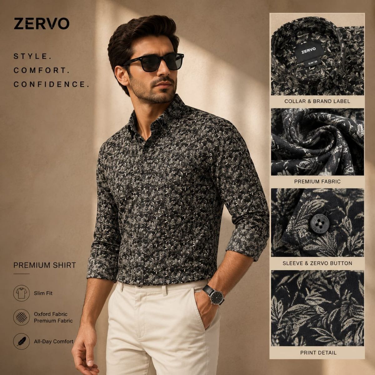 Zervo Men's Cotton Oxford Printed Shirts