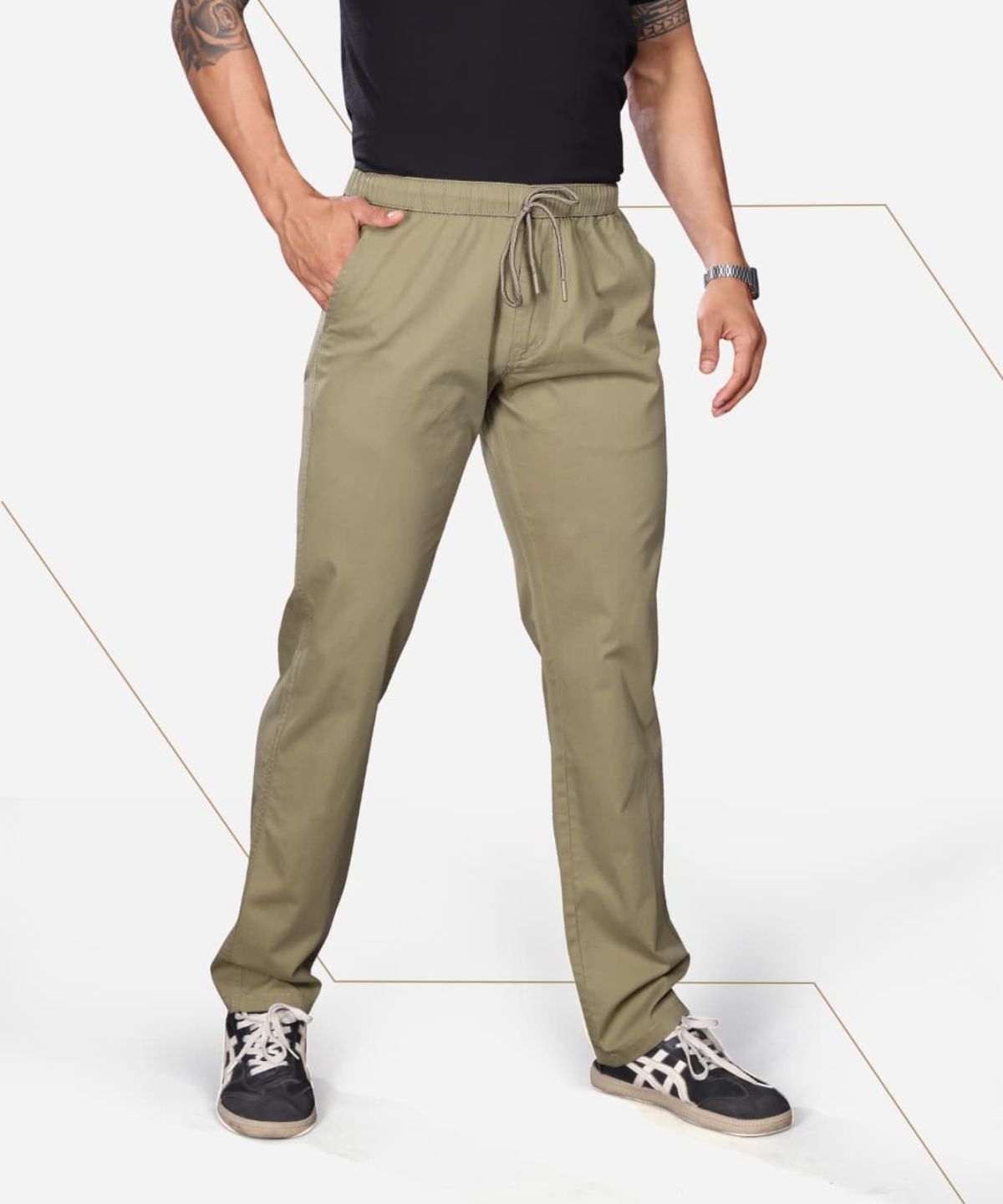 Pro-Noun Men's Lounge Wear Cotton Trackpant- D No- Cotonix-9-610-Tan