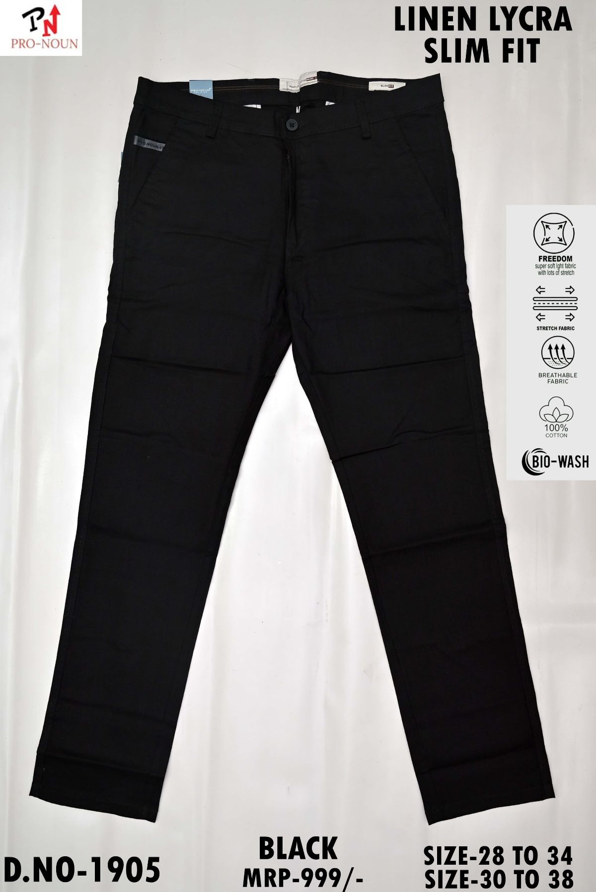 Pro-Noun Men's Stretchable Linen Casual Trousers D No-1905
