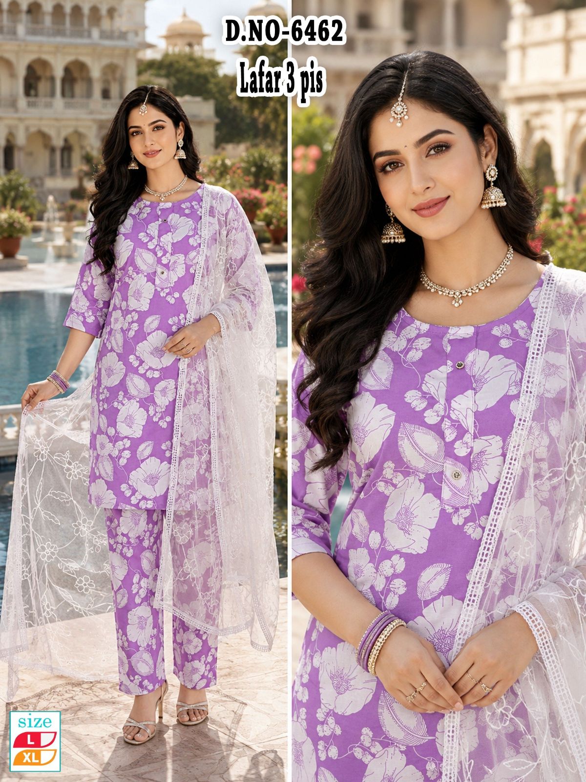 Women's Poly Cotton 3 Pcs Set D No-6462