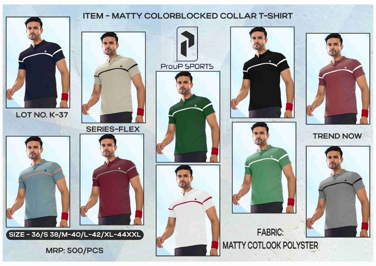 Men's Matty Collar Neck Half Sleeve T-shirts - K-37