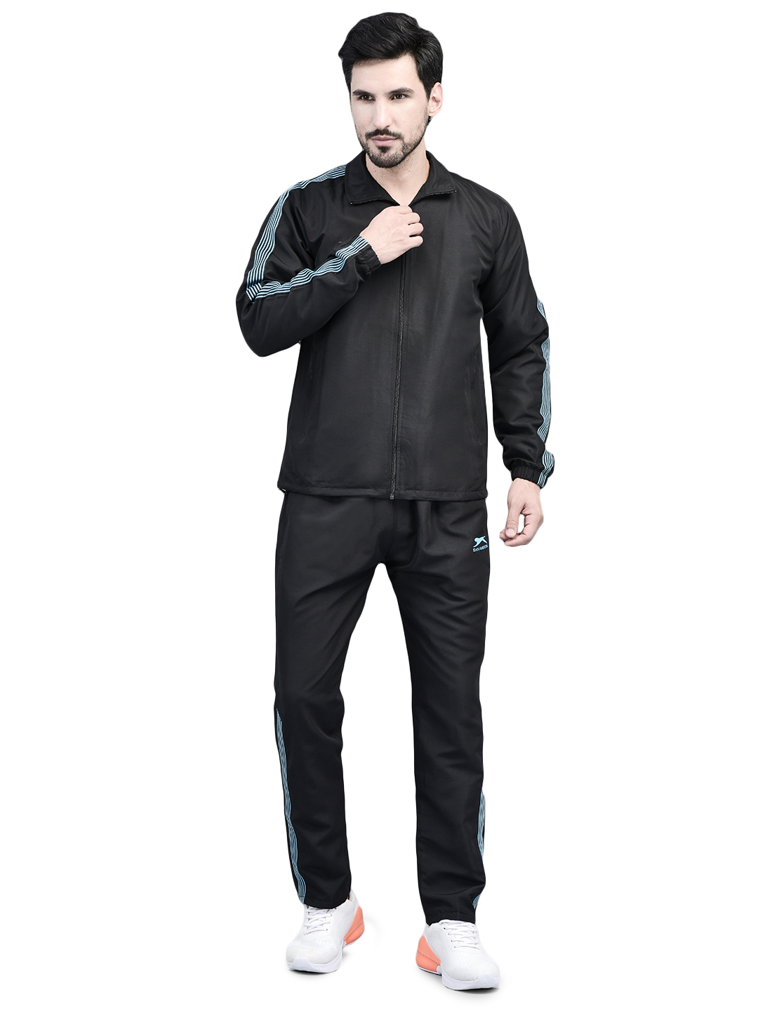 Men's Tracksuit  493A-Black/Cyan-XL-TZ