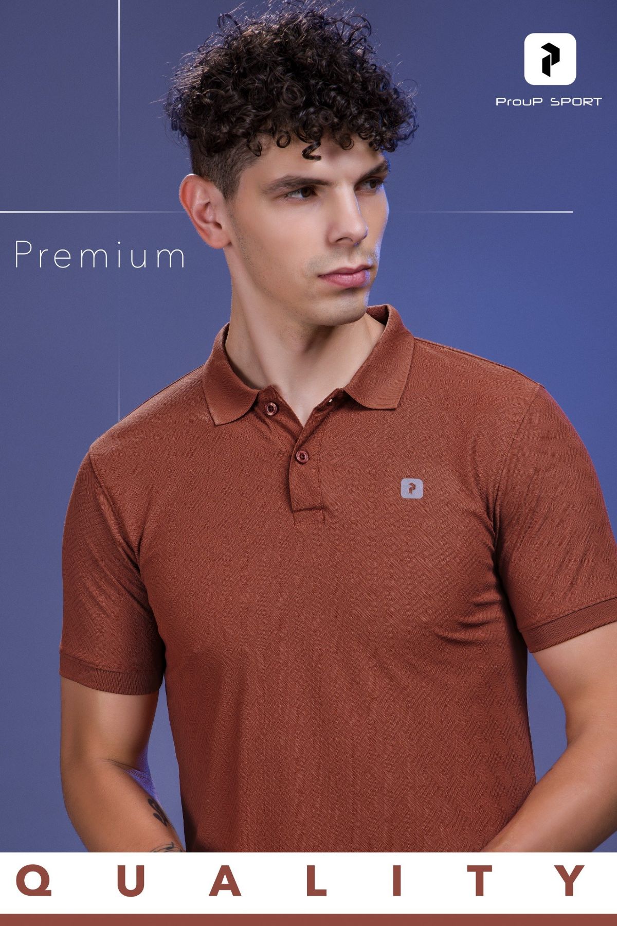 Men's Jacquard Knit Matty Coller Neck Half Sleeve T-shirts D No-K-68