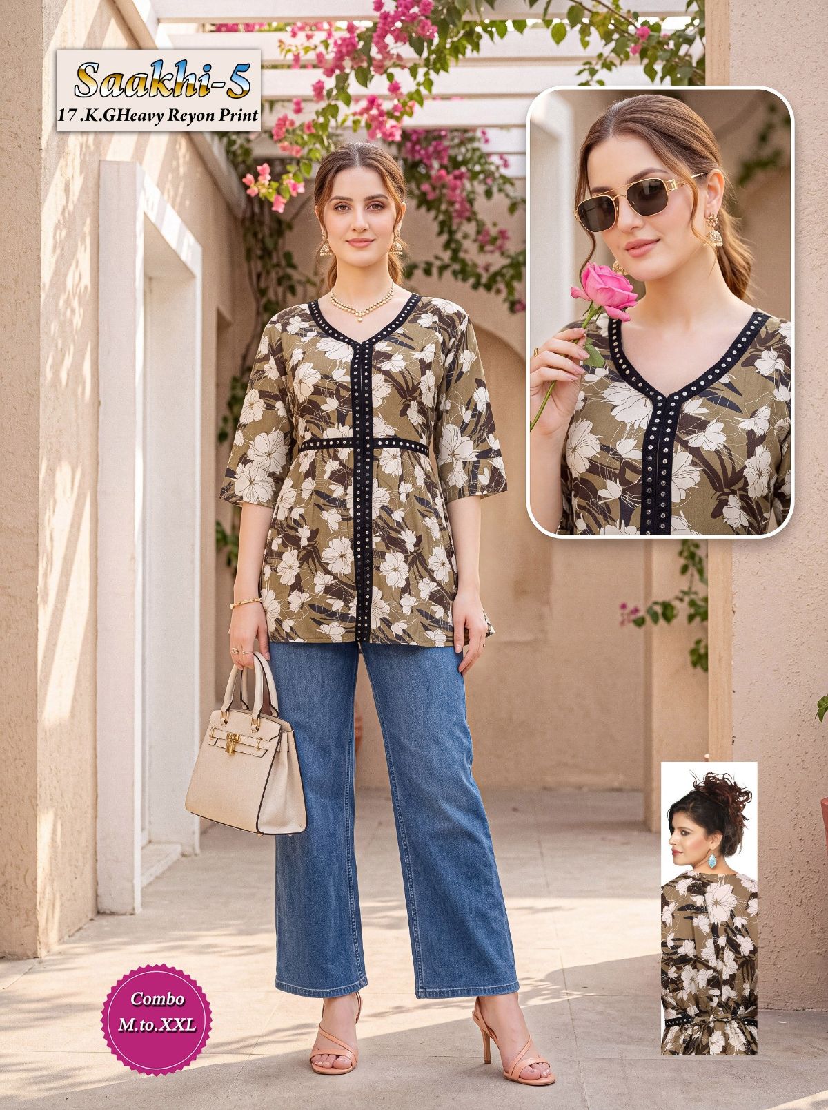 Shree Surbhi Women's Rayon Mirror Work Short Kurti-  Saakhi-5