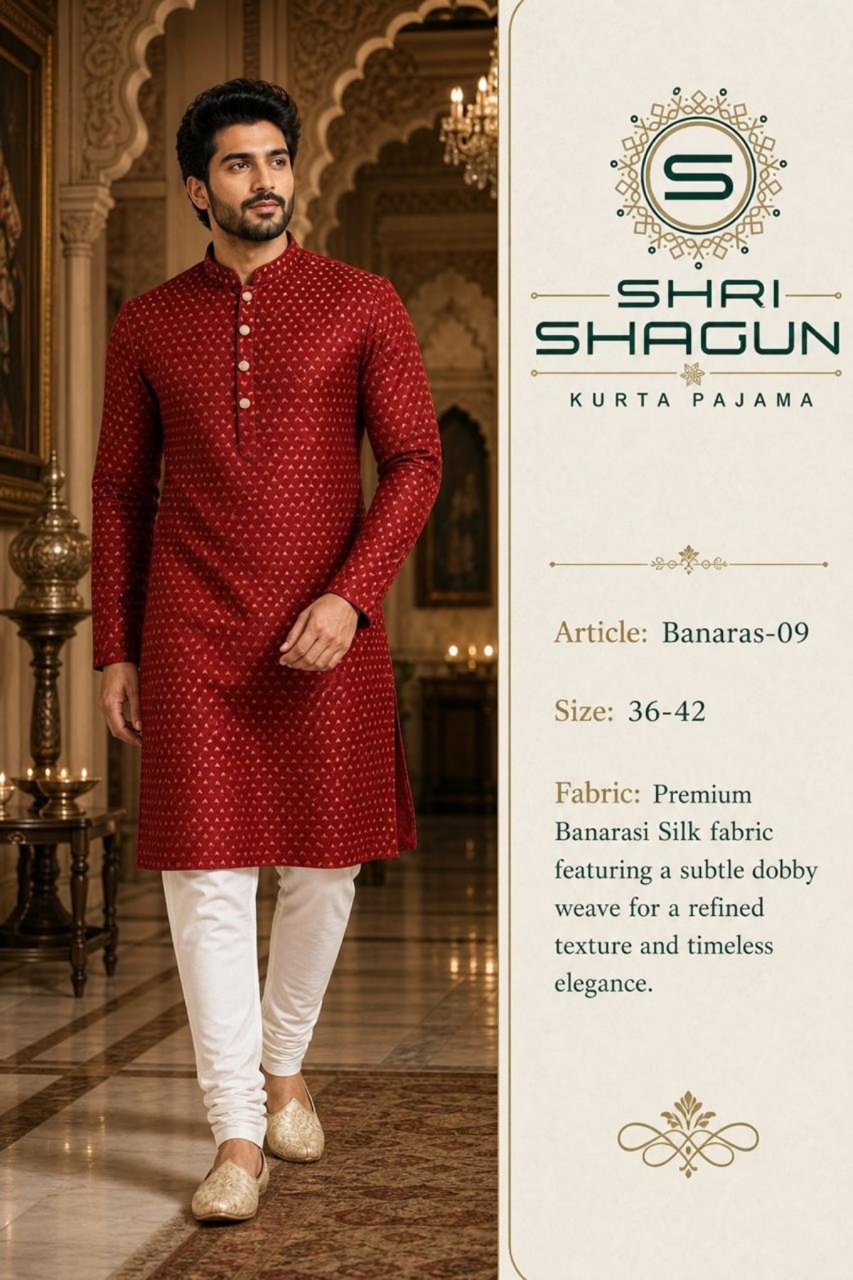 Shri Shagun Banaras dobby Kurta Pajama Set-09