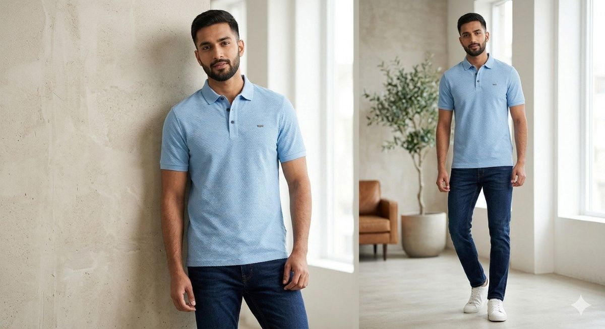 Men's Half Sleeve Coller Zipper T-shirts -1884