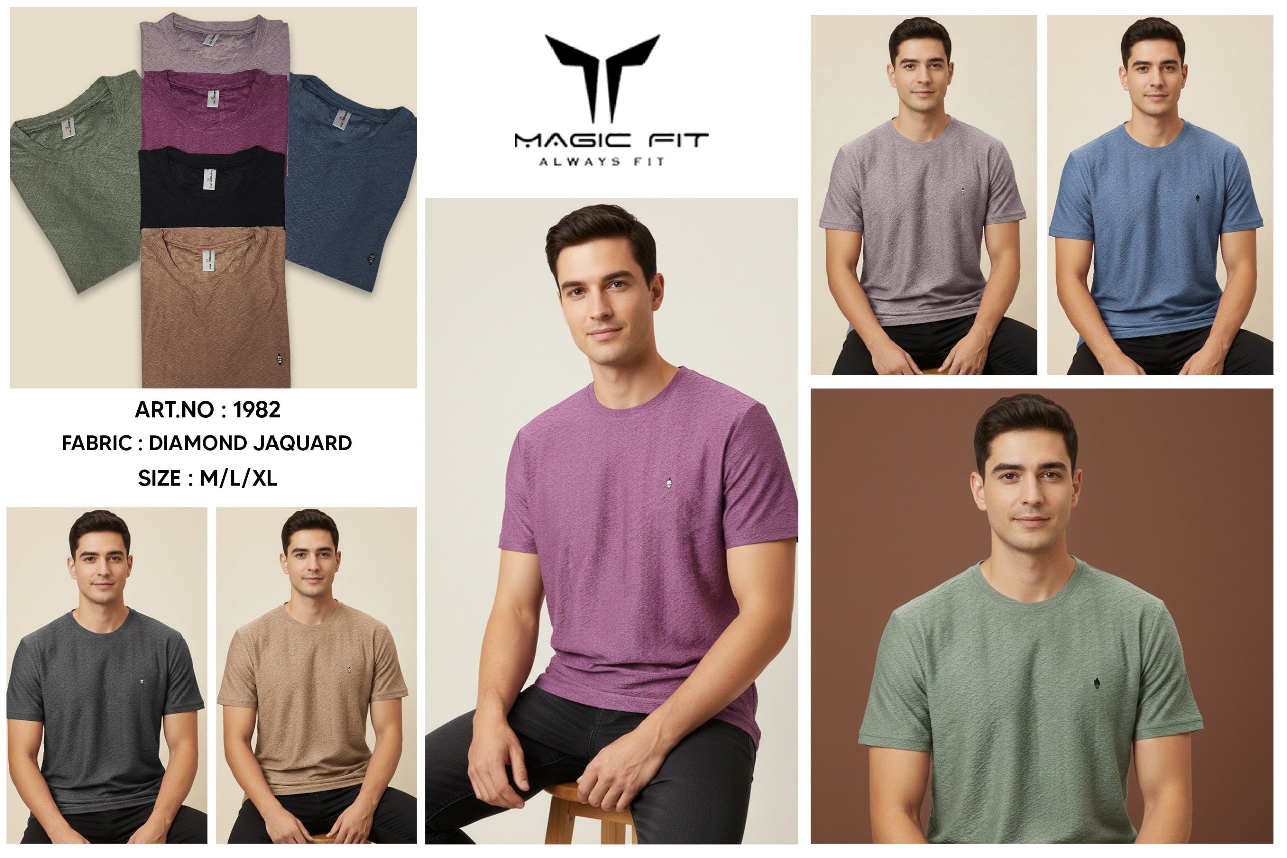 Magic fit Men's Knit Round Neck Half Sleeve Plain T-Shirt, Assorted