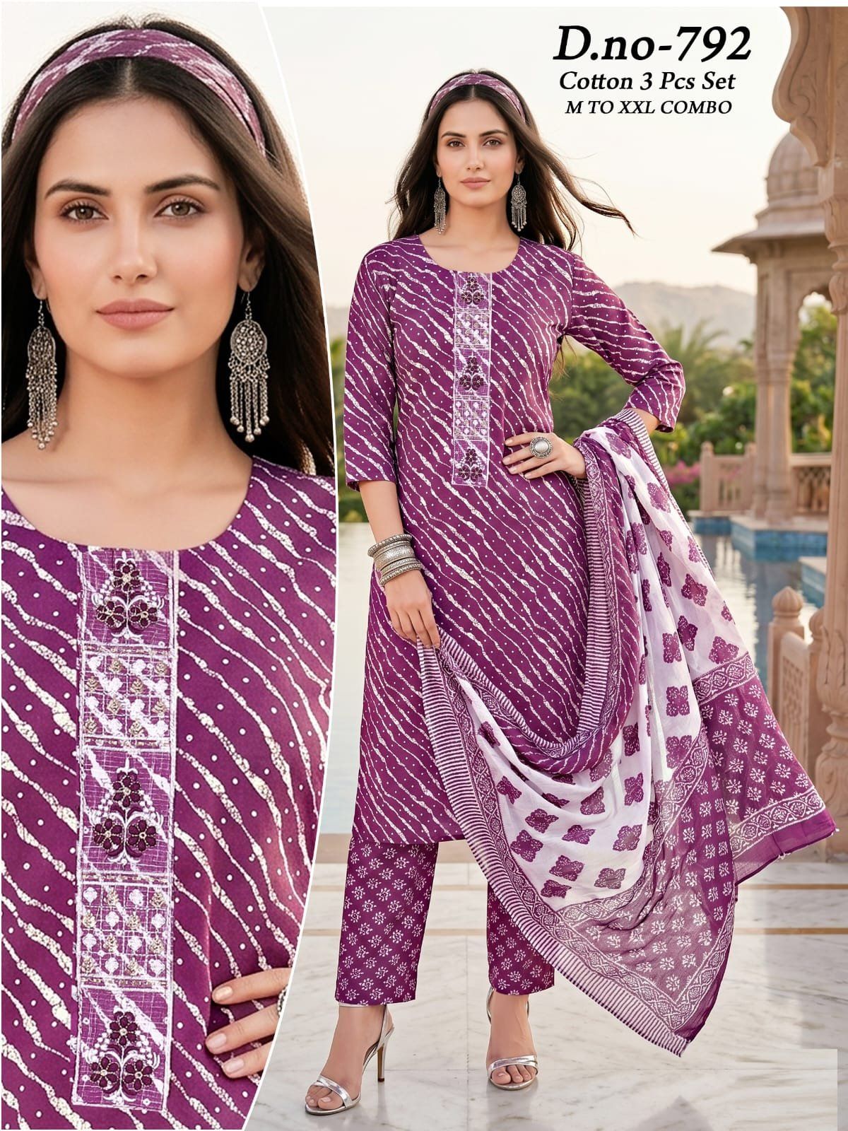 Women's Cotton 3 Pcs Set- 792