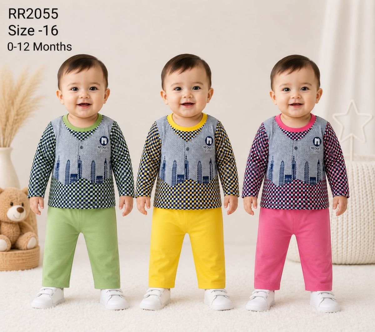 R R FASHION- Kids T-shirt & Pajami Clothing Set-  RR2055