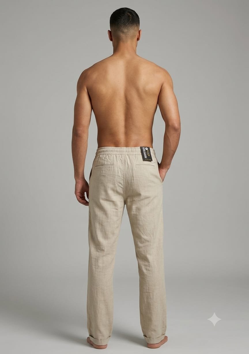 Updry Men's Linen Trousers Pants - Cream