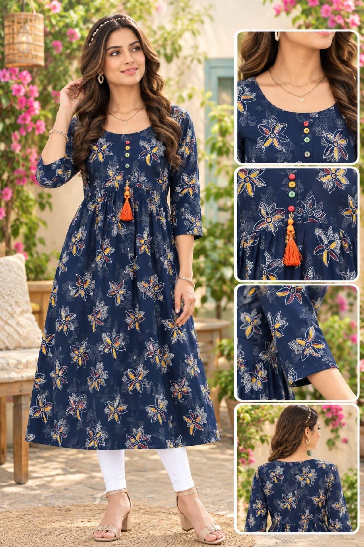 Women's Rayon Ghera Kurti