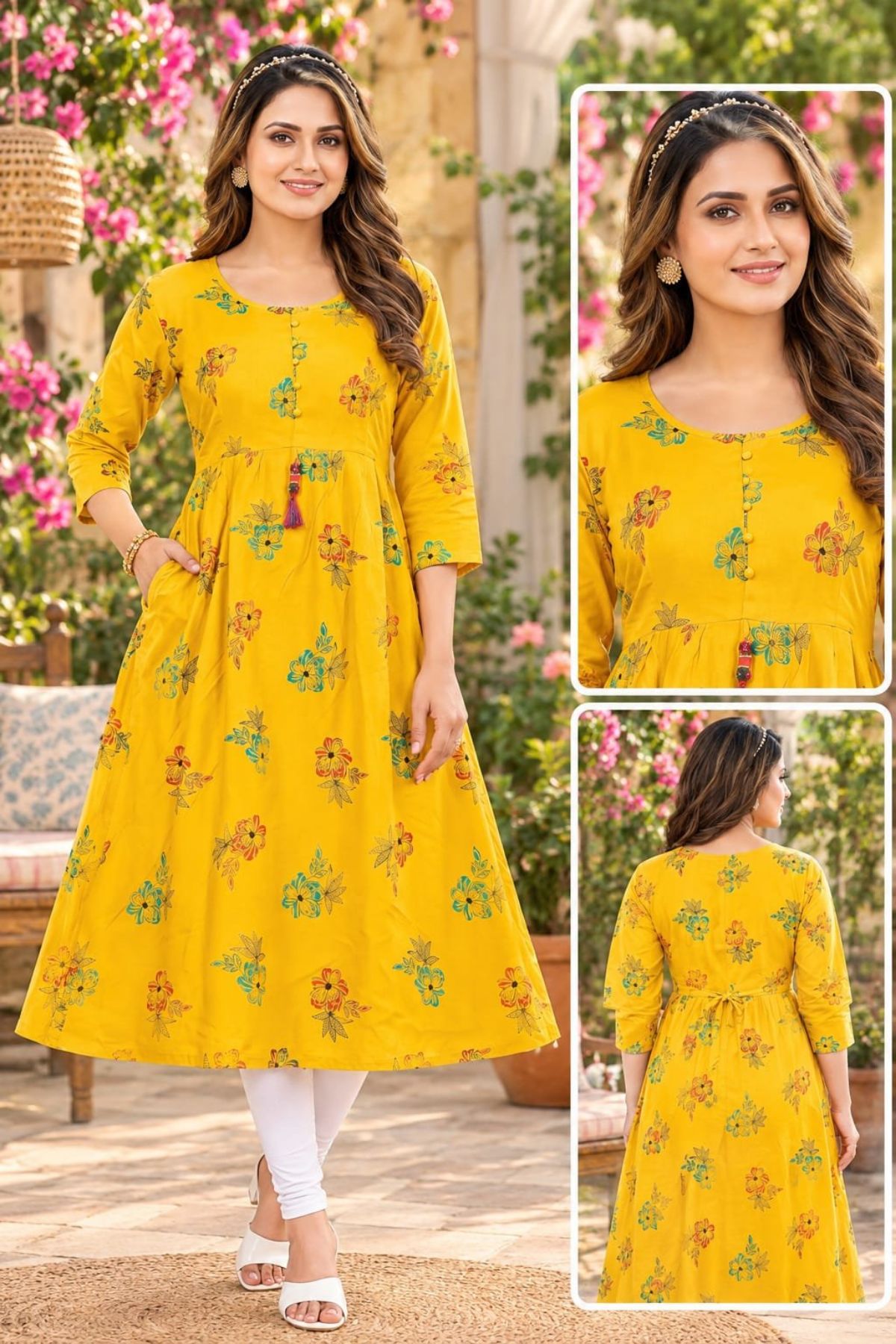 Women's Rayon Ghera Kurti