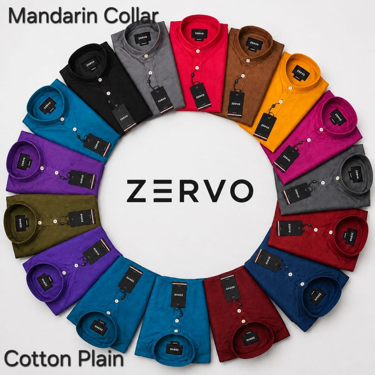 Zervo Men's TFO Cotton Oxford Shirts (Mandarin Coller)