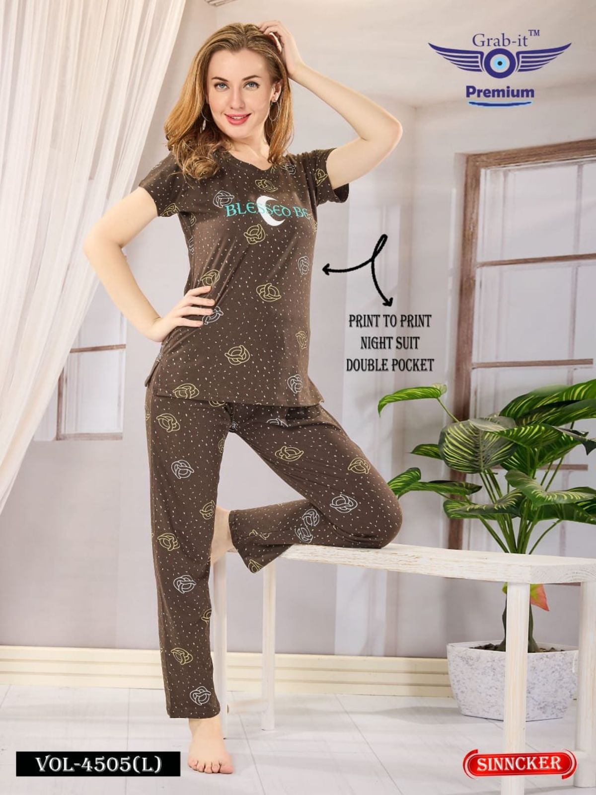 Women's Printed Cotton Night Suit