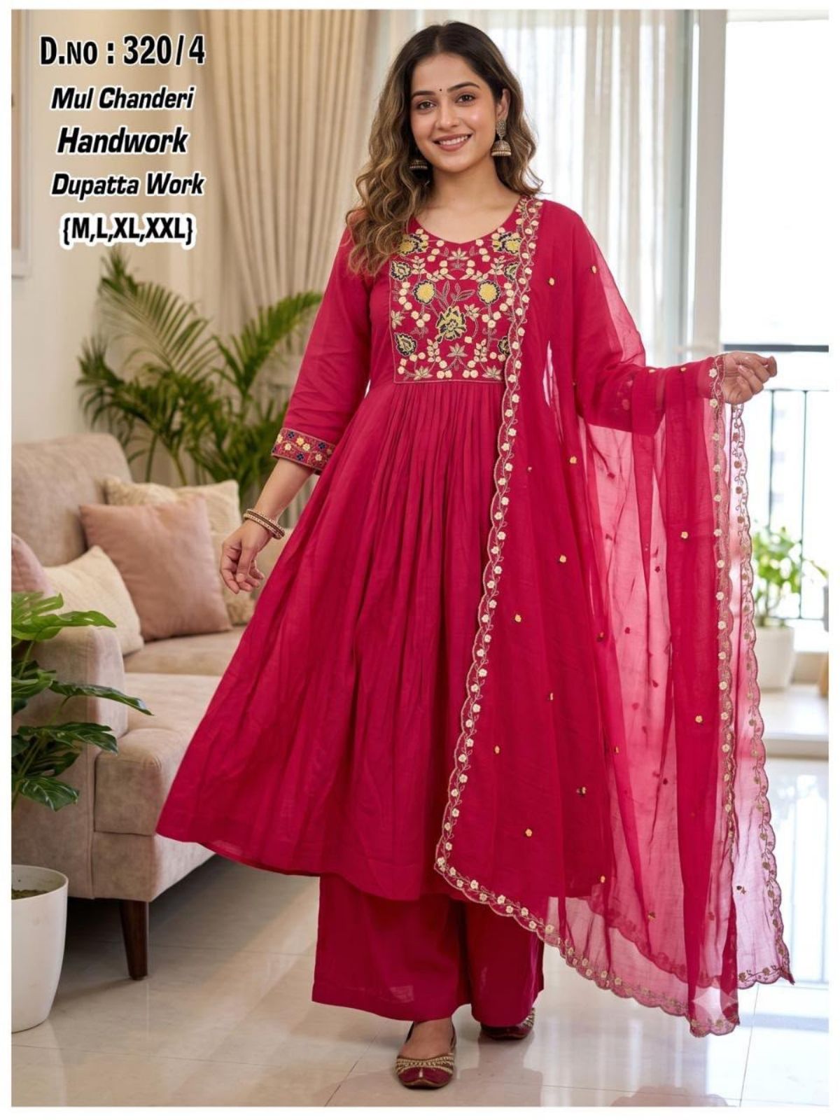 Women's Ethnic Wear Full Ghera Anarkali Frock Suit- Mulchanderi-320/4