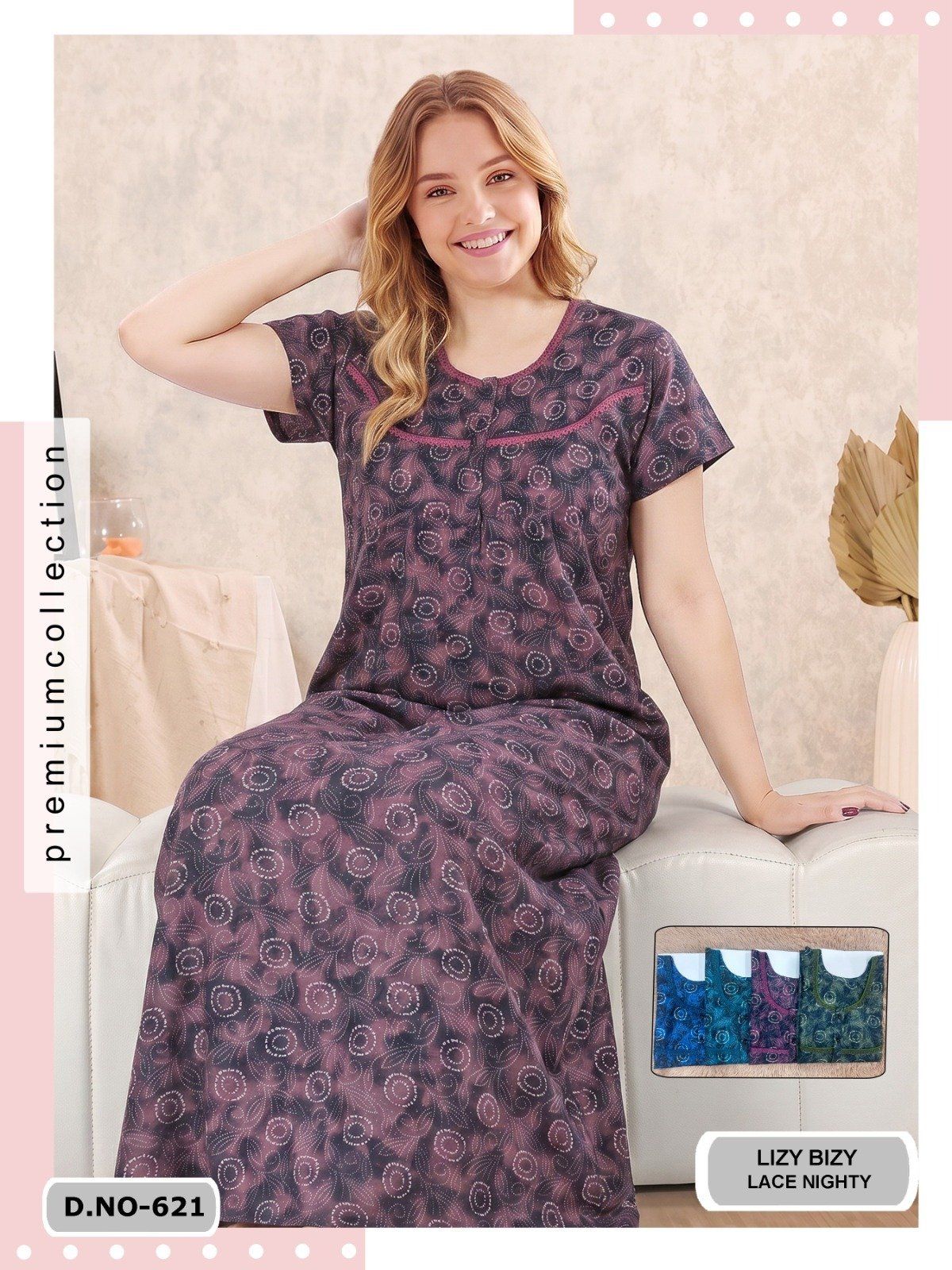 Seven Cross Women's Lizy Bizy Lace Nighty D No- 621