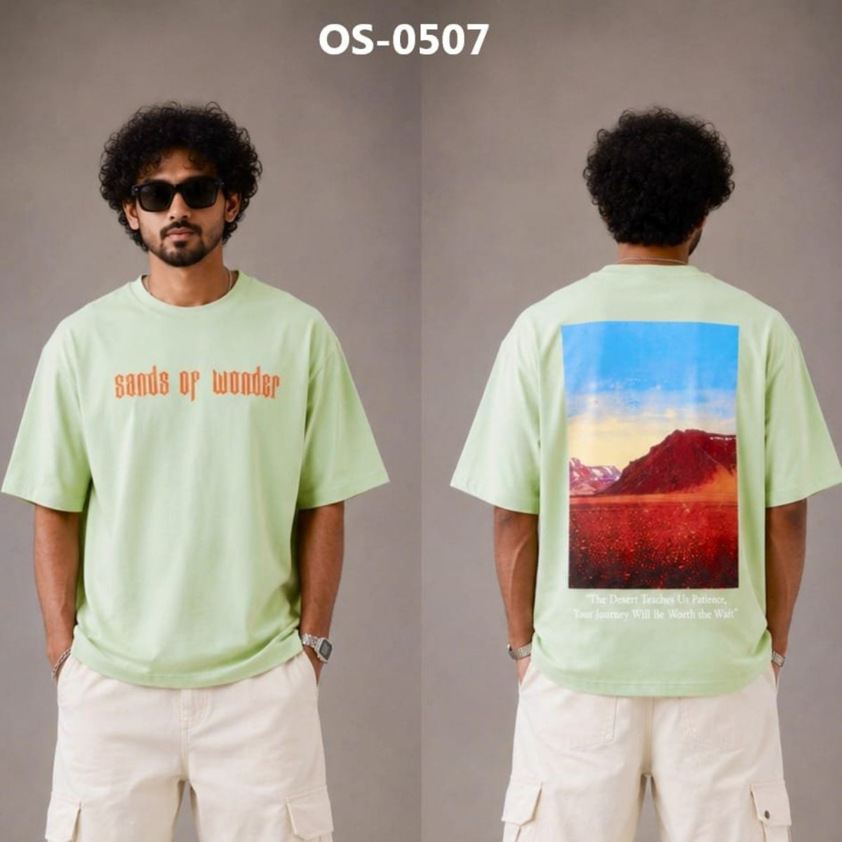 TOMHIDDLE MENS OVERSIZED PRINTED DOWN SHOULDER T-SHIRT- A4-OS-0507