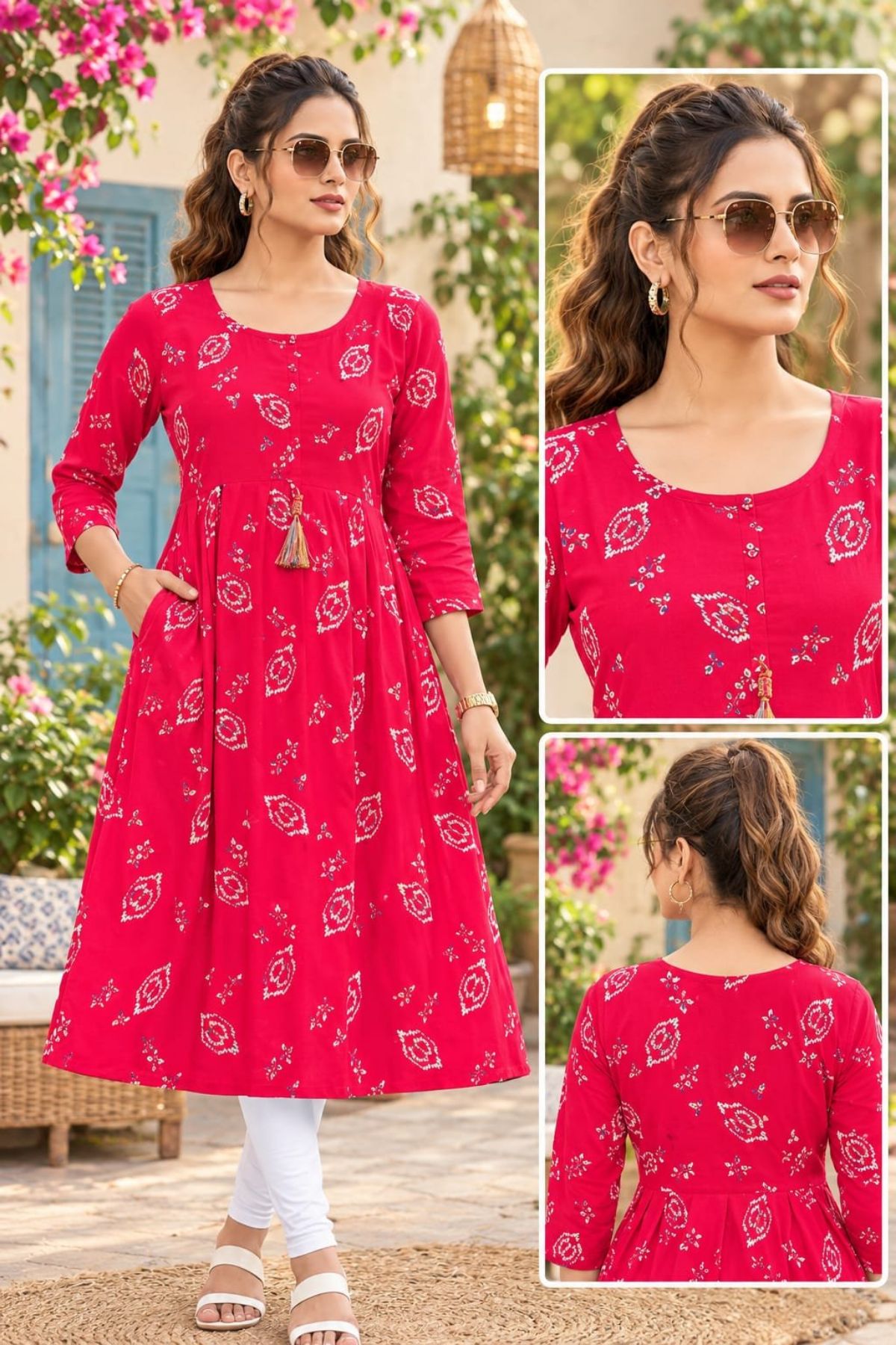 Women's Rayon Ghera Kurti