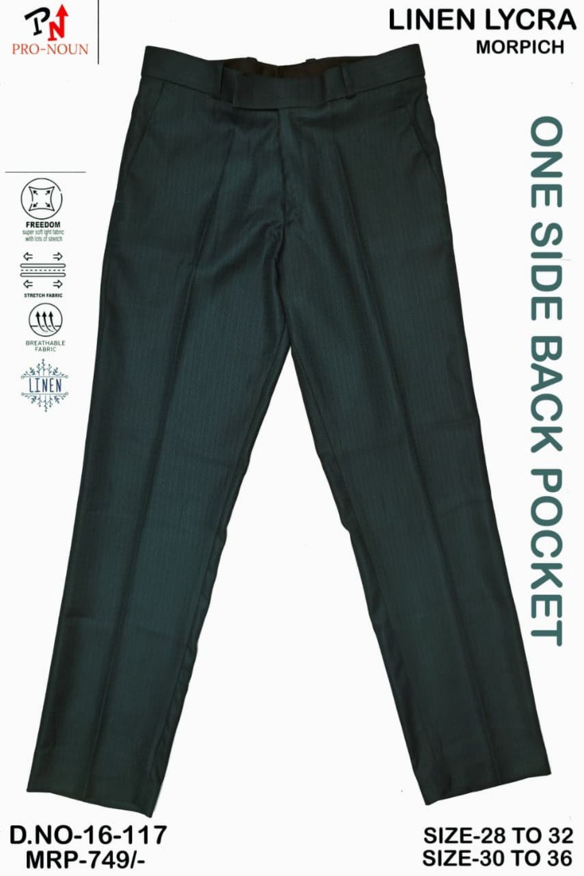 Pro-Noun Men's Slim Fit Strechable Formal Pants- 117-16