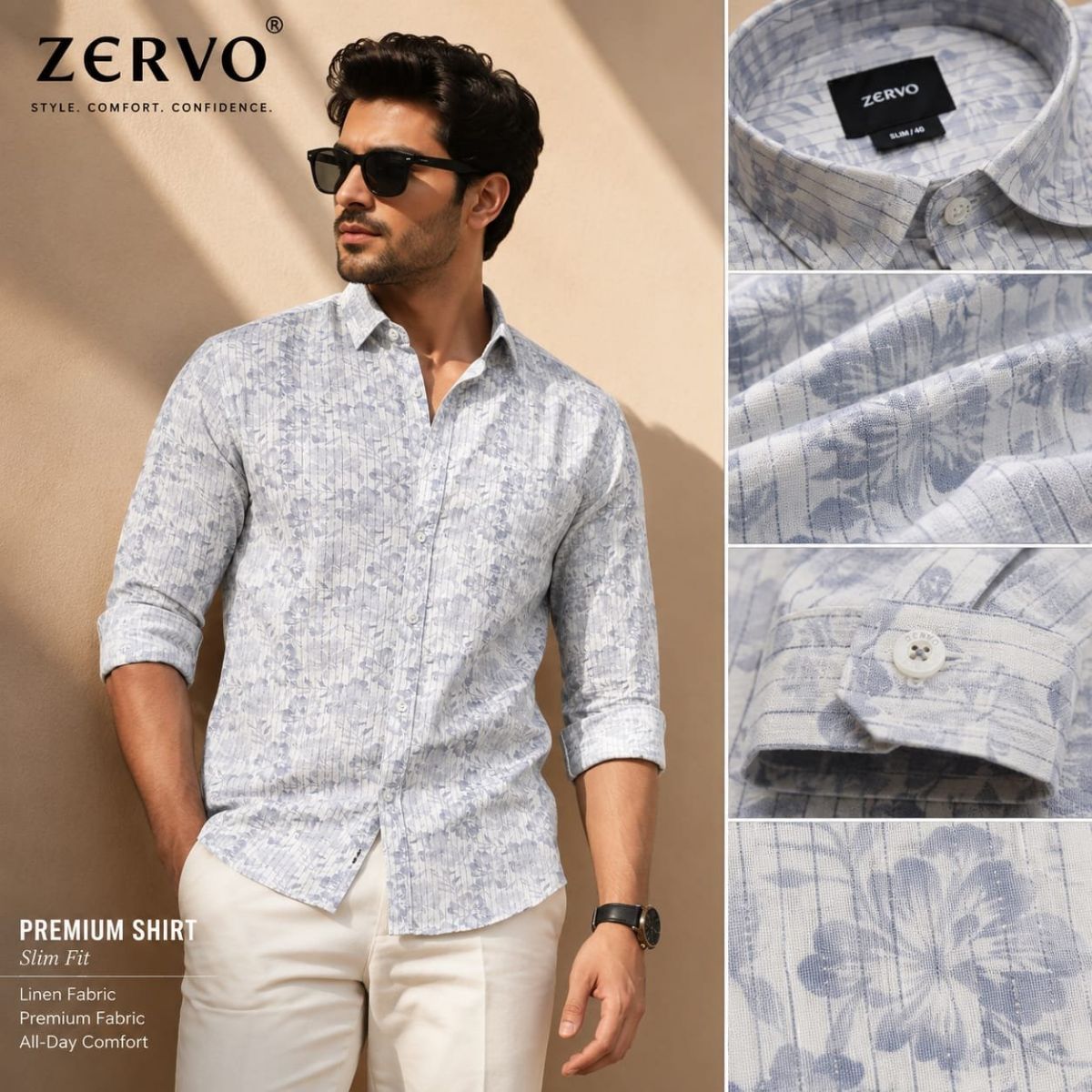 Zervo Men's Linen Printed Shirts