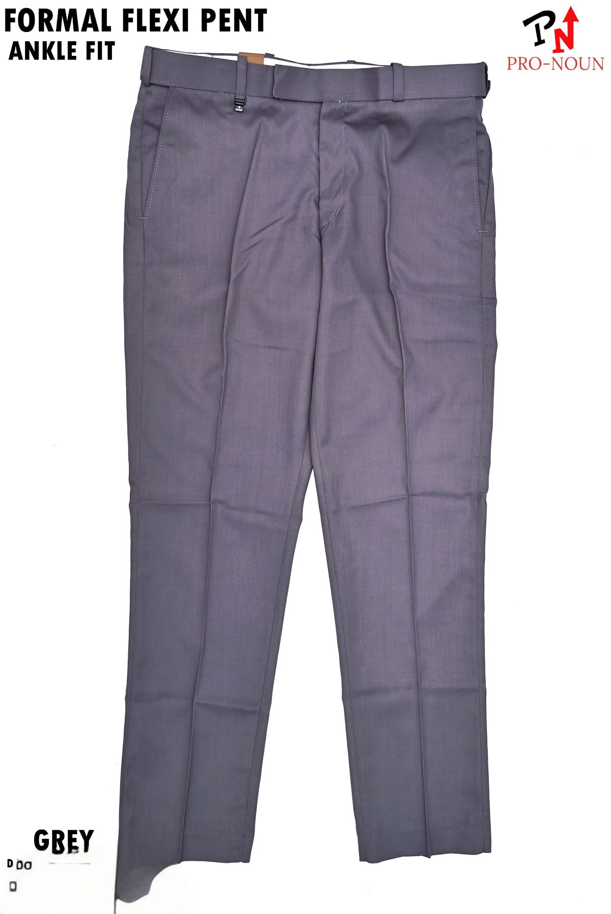 Pro-Noun Men's Men's Formal Trouser Pants With Adjustable belt D No- Signature 292-8 (30-36)- Grey