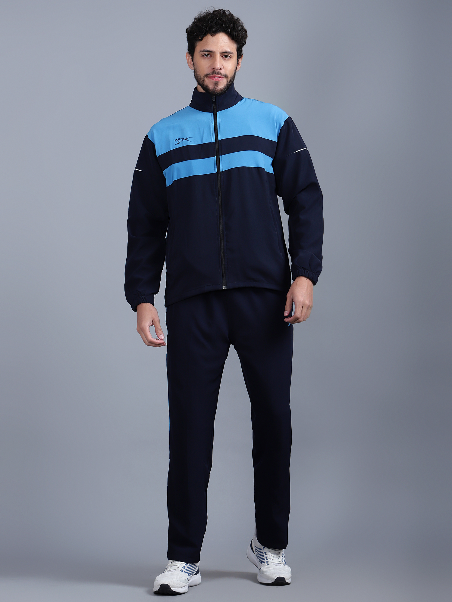 Men's Tracksuit  447B-NS-Navy/Cyan/White-M