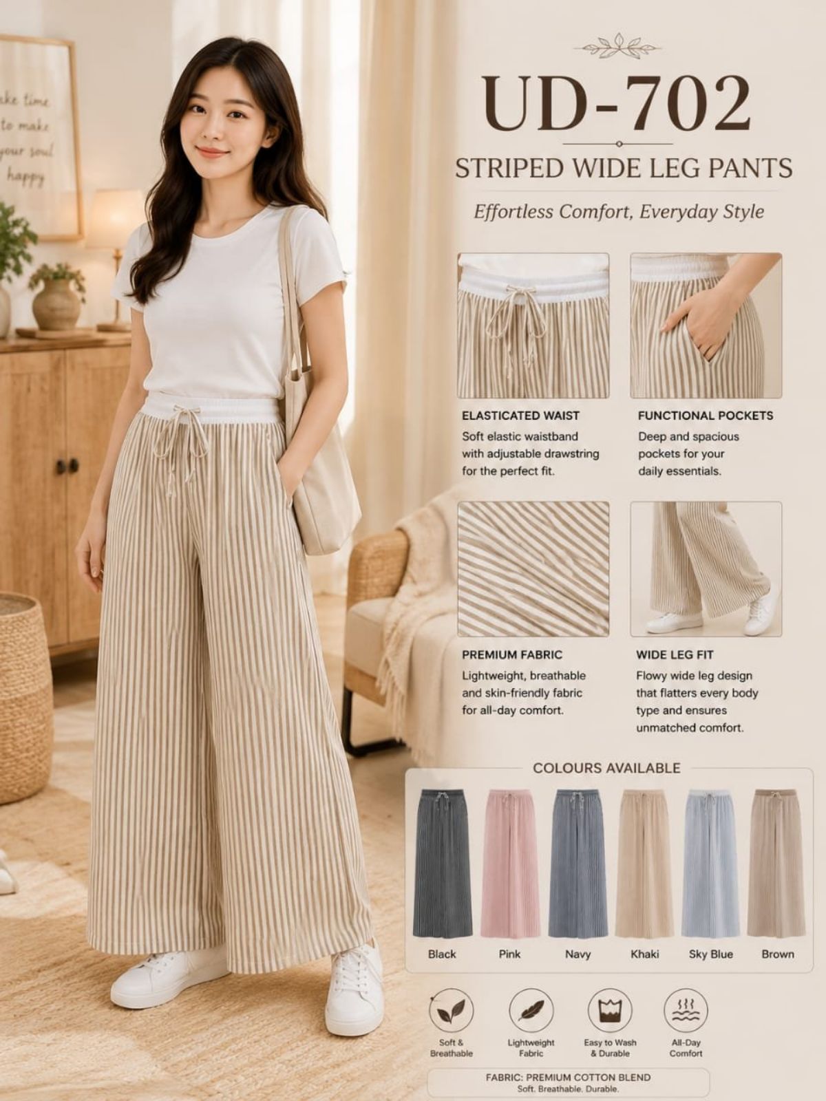 Women's Stripe wide Legs Palazzo -0182