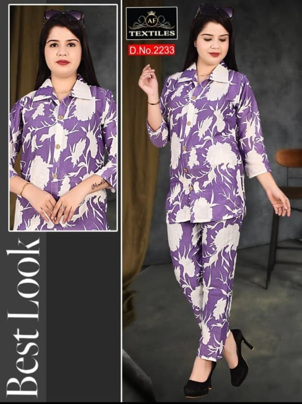 Cotton Co-Ord Set For Girls - 2233