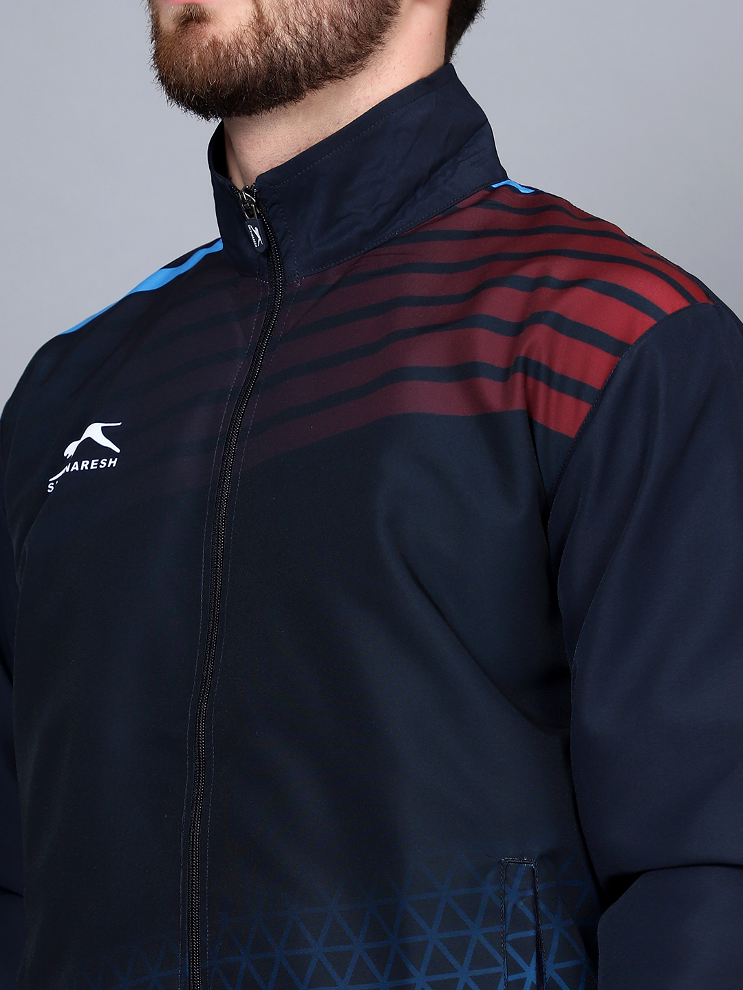 Men's Tracksuit  989-Navy/Cyan/Maroon-H/S-3XL-TZ