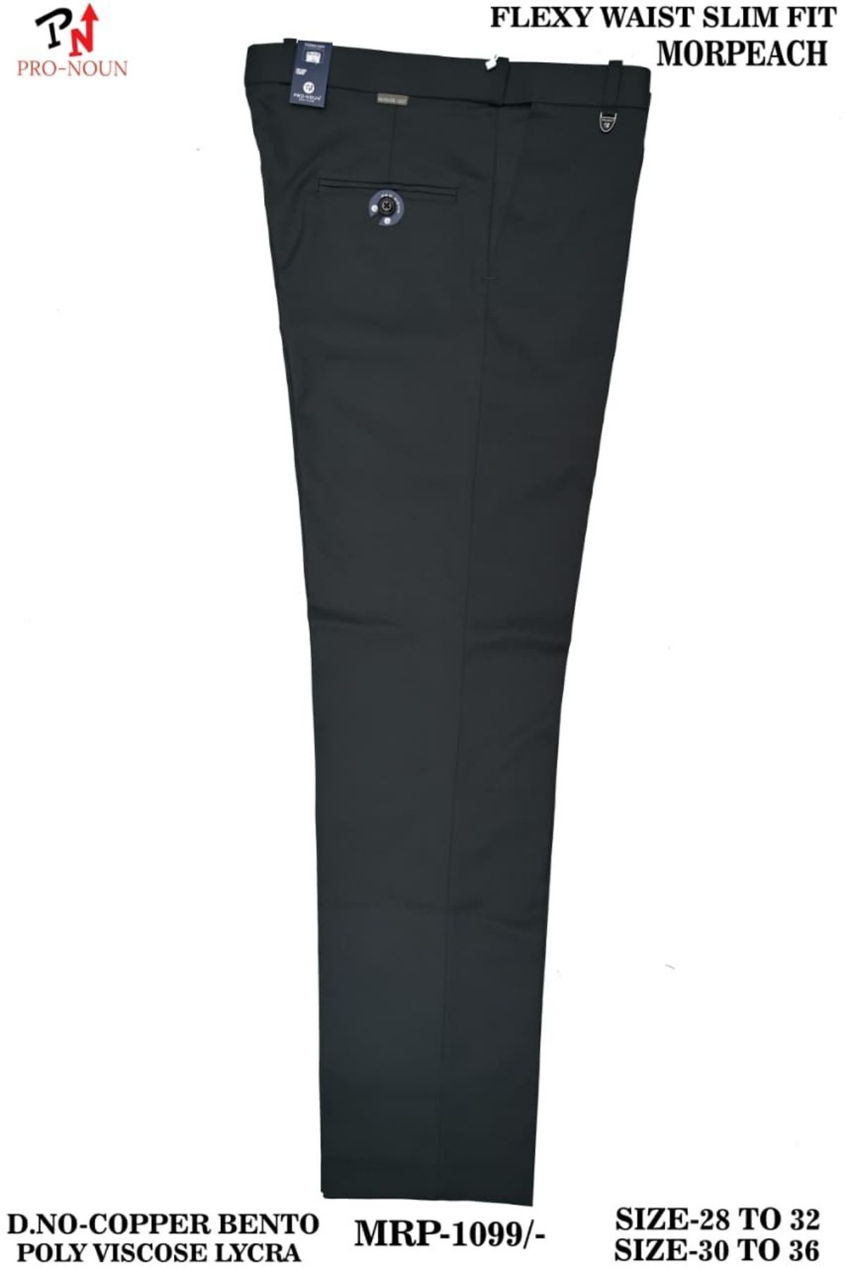 Pro-Noun Men's  Formal Trouser Pants With Adjustable belt D No- Copper Bento-(30-36)- Morpeach