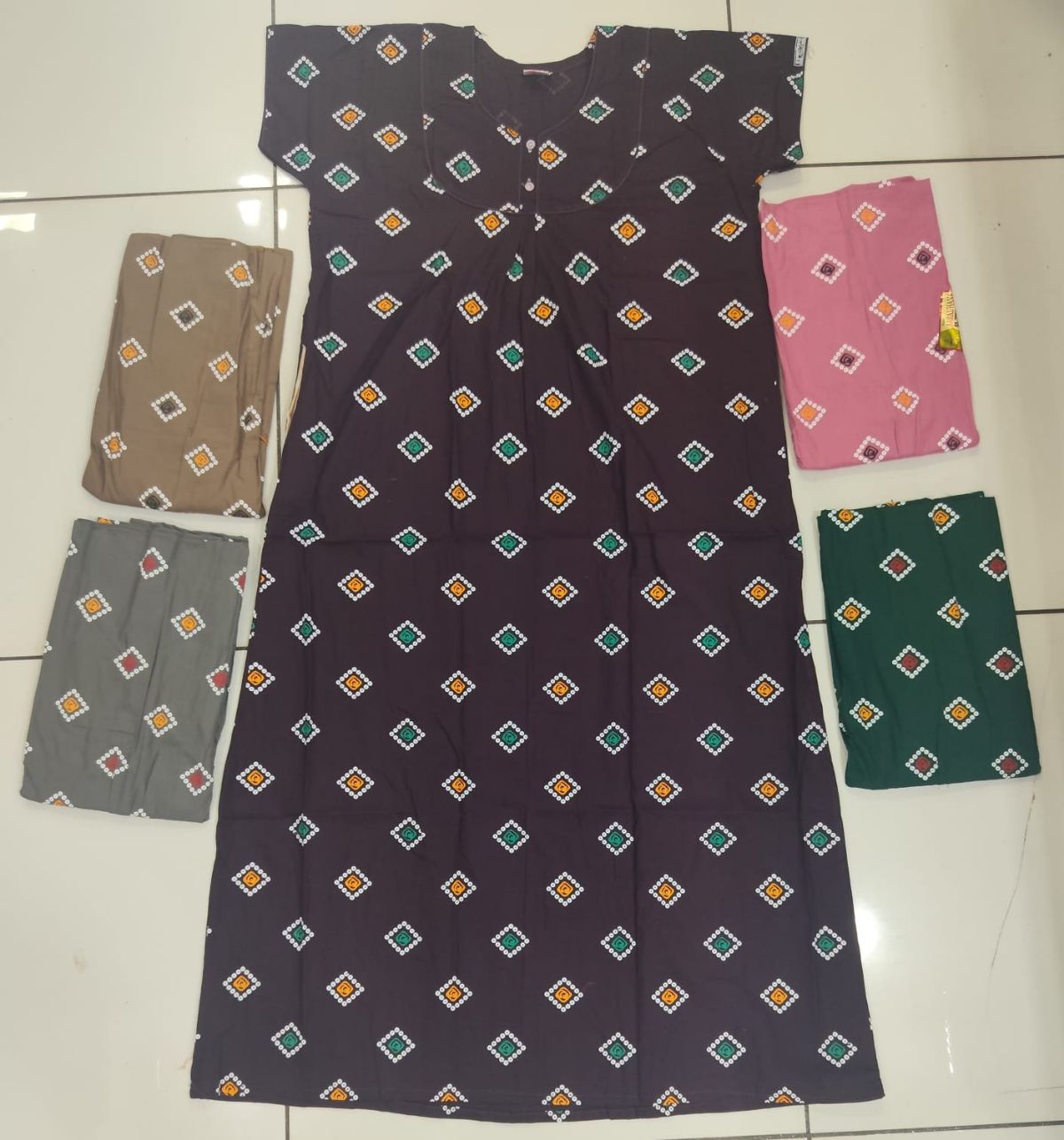 Women Pure Cotton 2 Button Piping Maxi