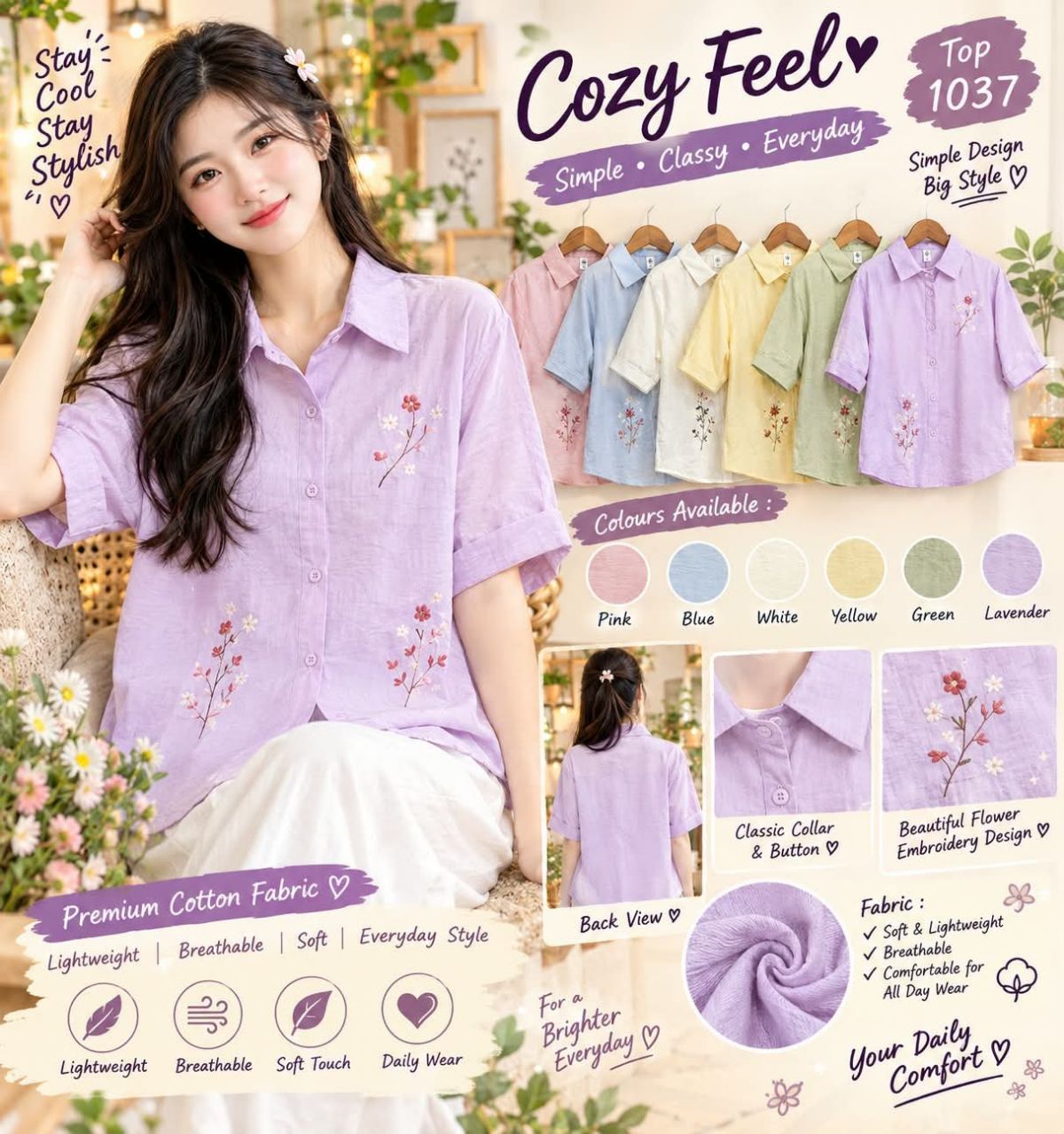 Women's Korean Top Type Shirts-1037