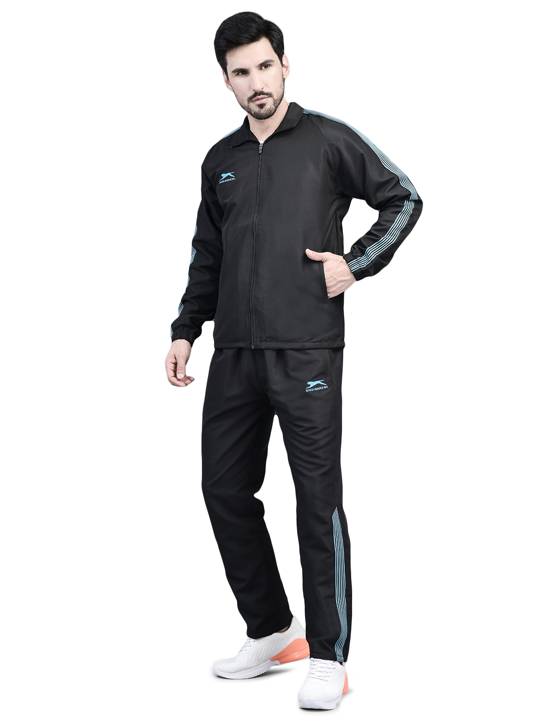 Men's Tracksuit  493A-Dark Grey/Cyan-M-TZ