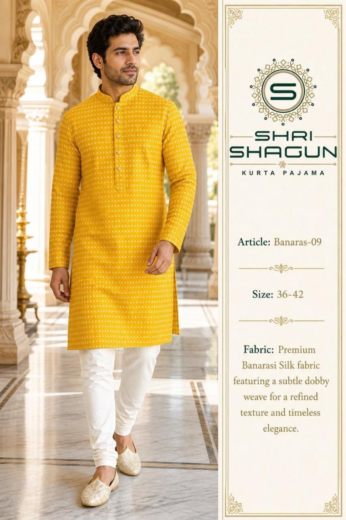 Shri Shagun Banaras dobby Kurta Pajama Set-09