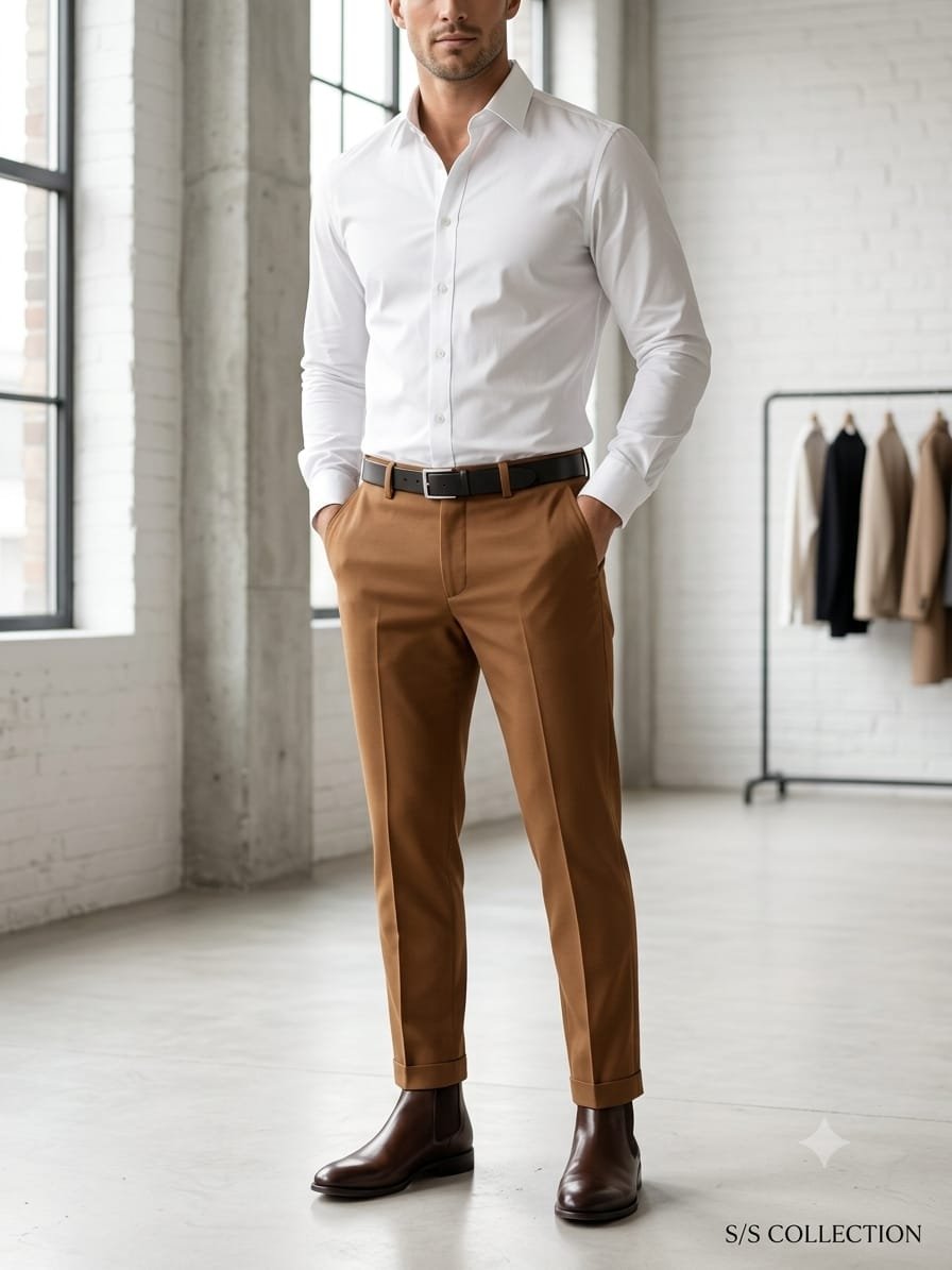 Updry Narrow Barbie Men's Formal pants -Brown