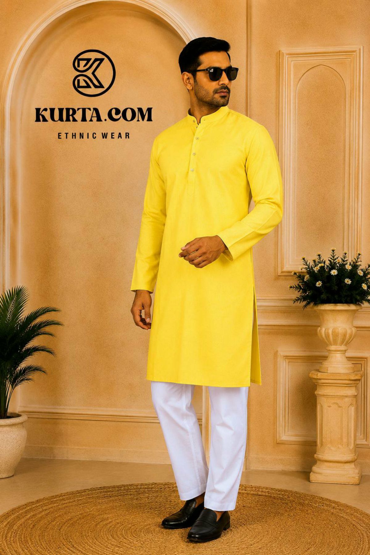 Plain Yellow Colour Kurta Pajama