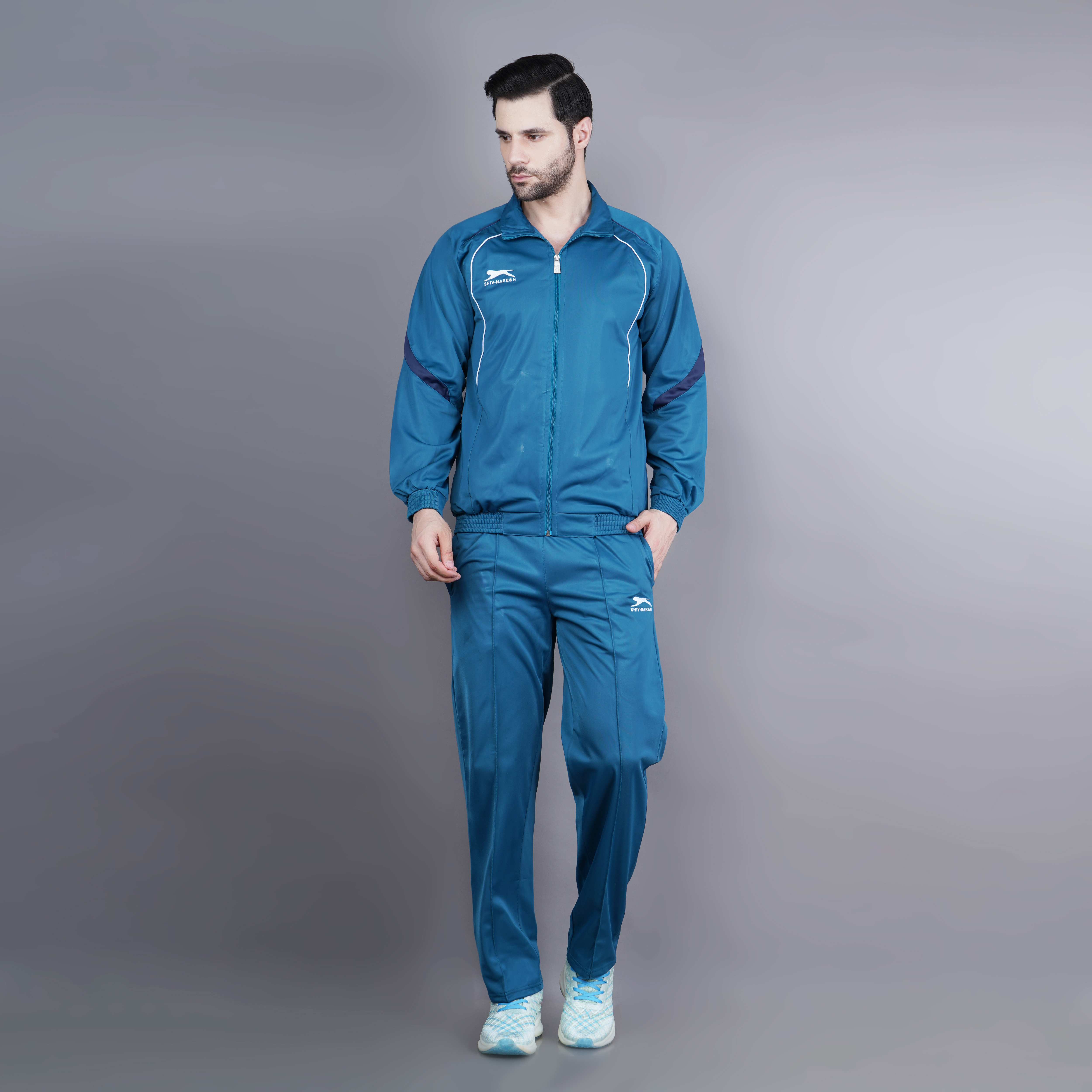 Men's Tracksuit  445A-TP-Air Force/Navy/White-L