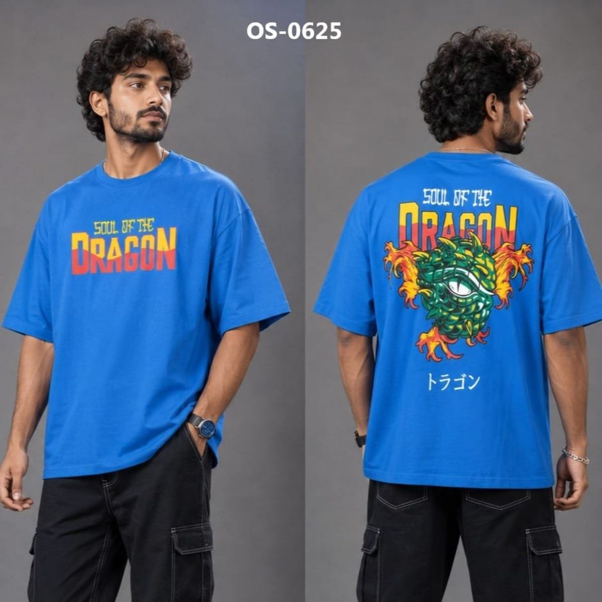 TOMHIDDLE MENS OVERSIZED PRINTED DOWN SHOULDER T-SHIRT- A4-OS-0625