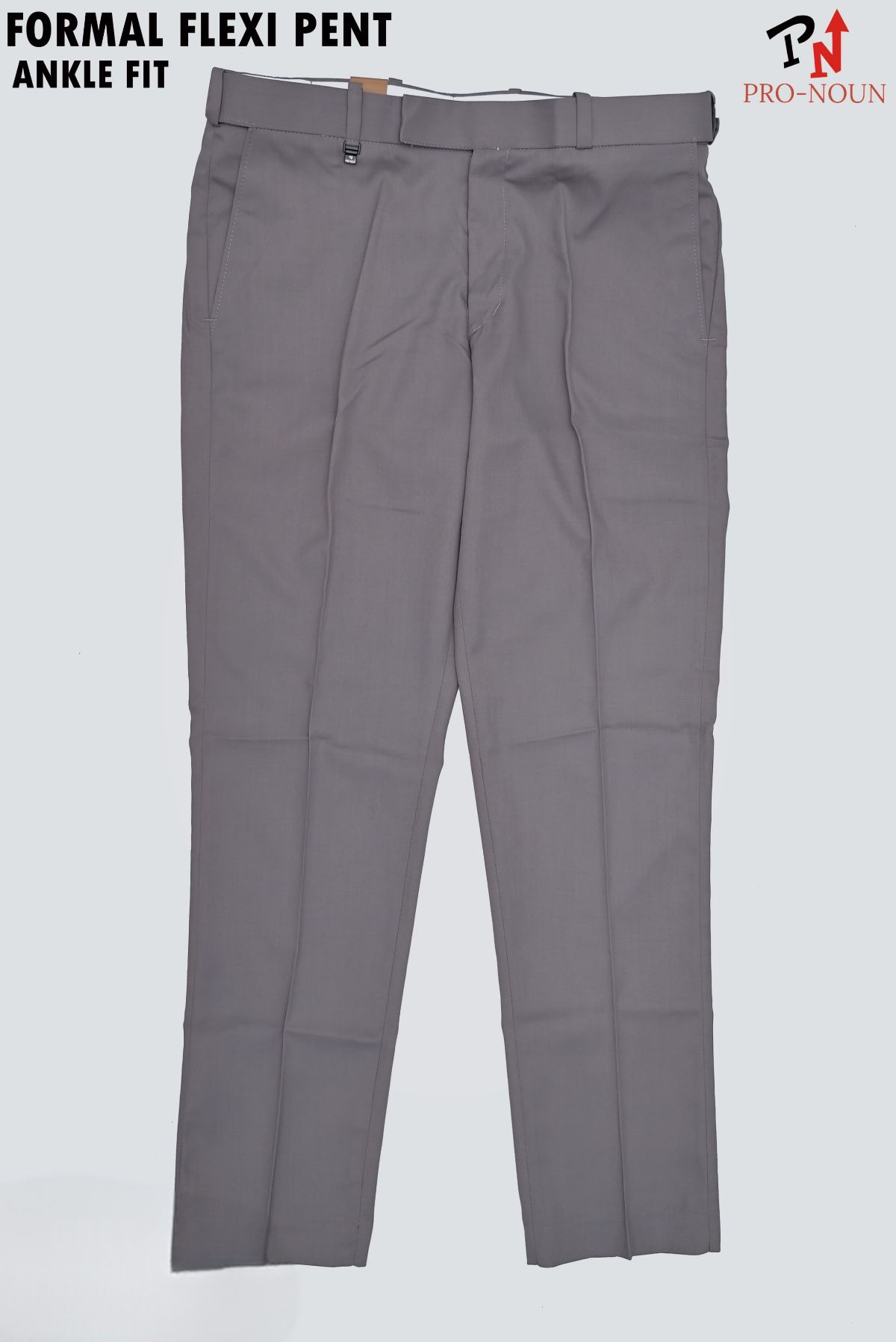 Pro-Noun Men's Men's Formal Trouser Pants With Adjustable belt D No- Signature 292-8 (30-36)- Grey
