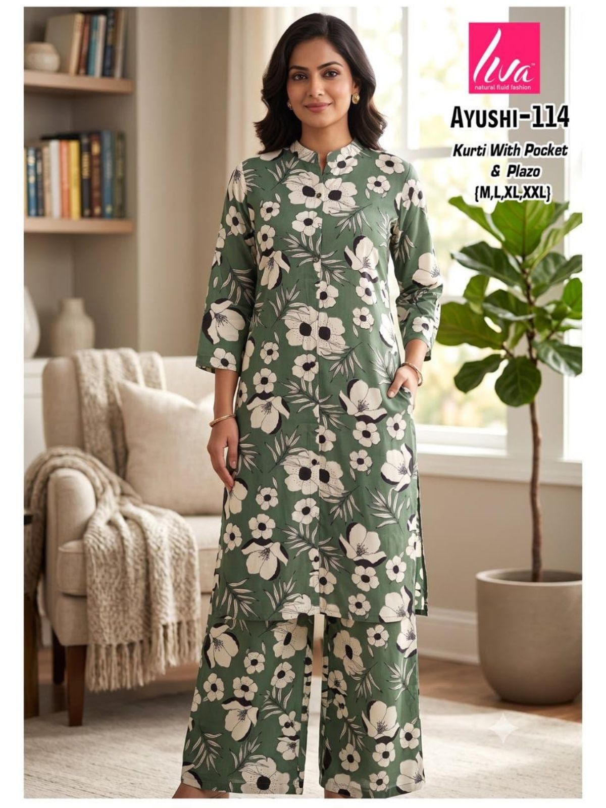 Women's Ethnic Wear Set with Kurti Pocket-Ayushi-114