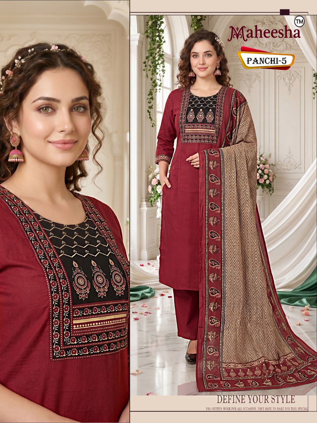 Rani Vastram Women's Ethnic Wear Suit & Bottom Set with Dupatta- Panchi 5