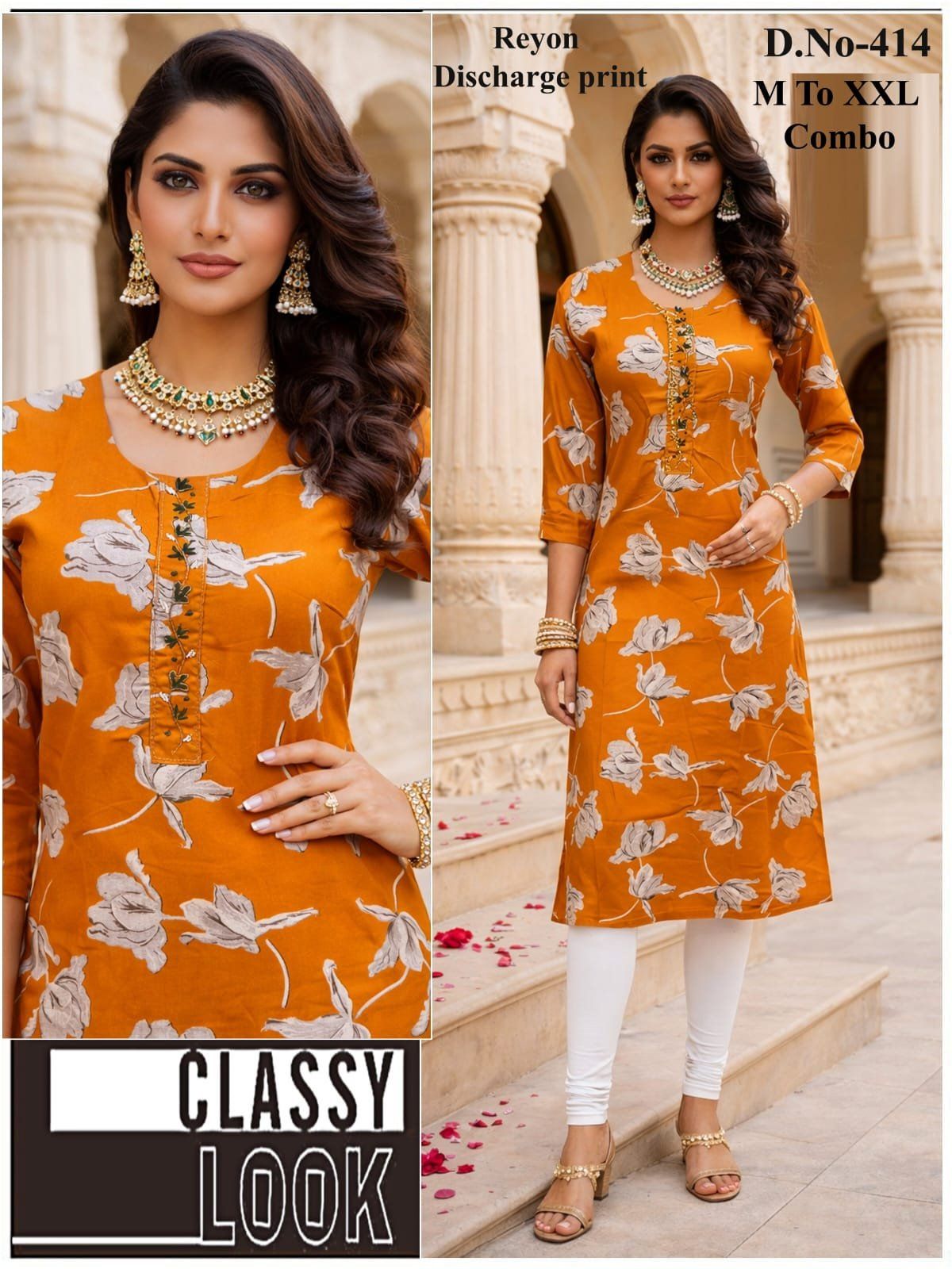 Women's Rayon Discharge Print Kurti-414